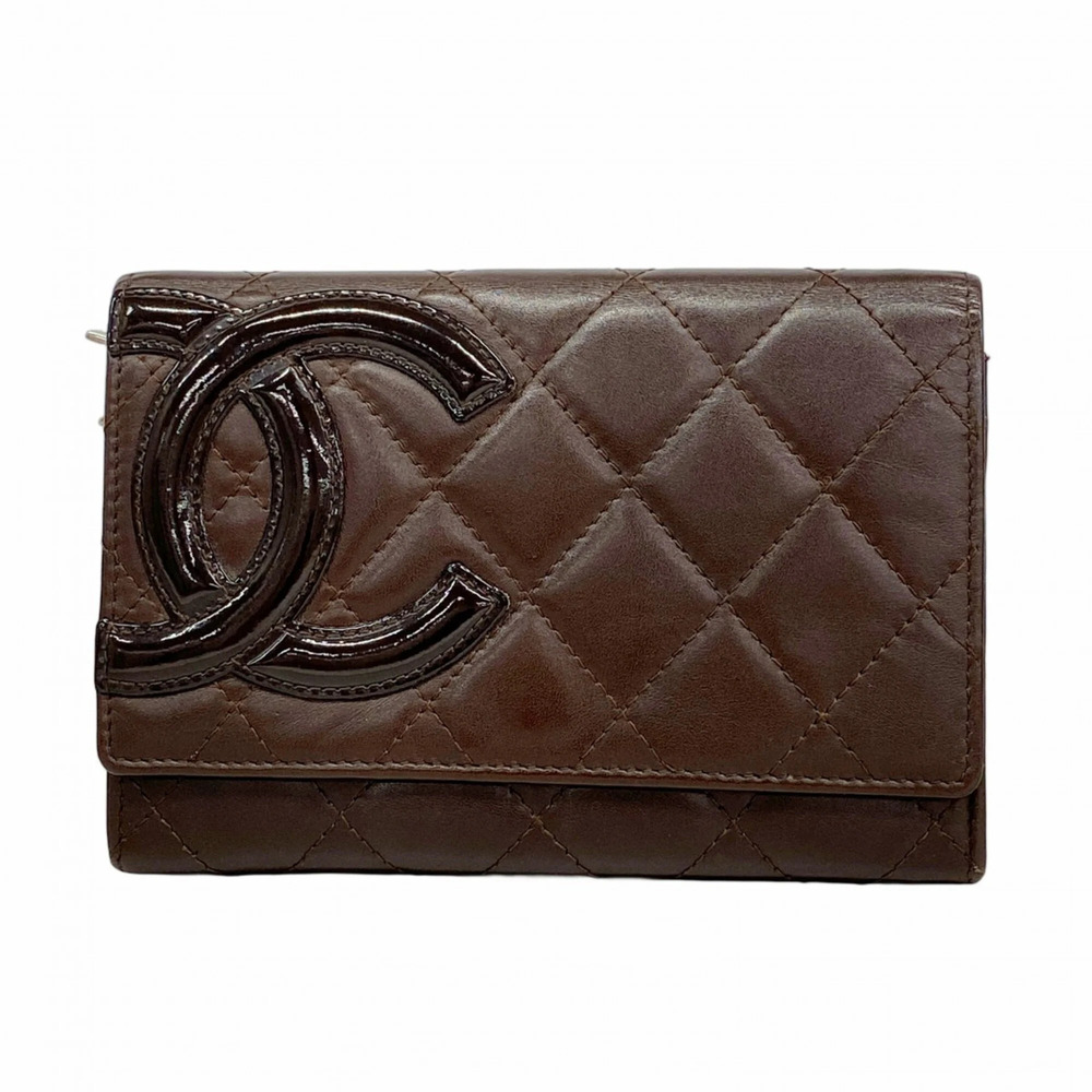 CHANEL Brown Lambskin Leather Wallet